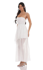 Flow Shimmer A-line Maxi Dress in White