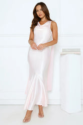 Celestial Evening Satin Maxi Dress Pink