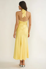 Vale 3D Flower Halter Maxi Dress Sunflower