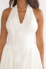 Talirosa Embroidered Halterneck Maxi Dress White