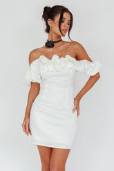 La Palma Off-Shoulder Mini Dress Off White