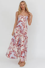 Echoes Tied Back A-Line Midi Dress Floral Lilac