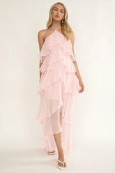 Darylyn Tiered Ruffle Maxi Dress Pink