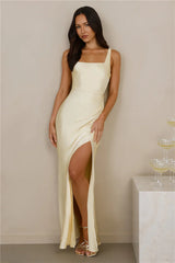The Evelina Satin Maxi Dress Yellow