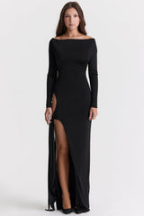 black cutout maxi dress