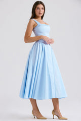 italian azure cotton midi sundress