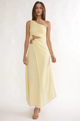 Ivora One-Shoulder Cut-Out Waist Maxi Dress Butter