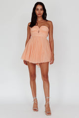 Summer Sweetheart Bow Back Mesh Mini Dress Peach