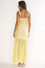 Noraya Lace Overlay Maxi Dress Lemon