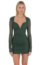 Selene Rhinestone Mini Dress in Green