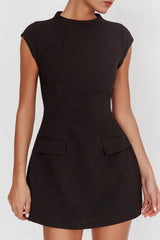 Aristos Cap Sleeve Mini Dress Black