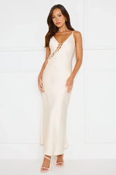 Hideaway Place Satin Maxi Dress Champagne