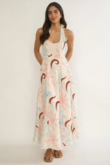 Florie Scoop Neck Halter Maxi Dress Floral