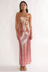 Astara Sequin Maxi Dress Gradient Pink