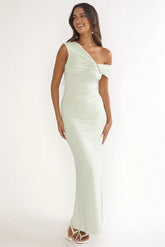Tilda Asymmetric Neckline Maxi Dress Sage