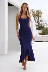 Good Conversation Halter Maxi Dress Navy