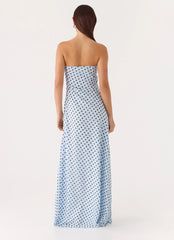 Chaniva Maxi Dress - Blue Mocha Dot