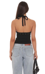 Deep V Neckline top with Buckle Accent