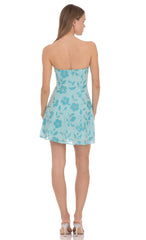 Gia Embellished Mini Dress in Blue