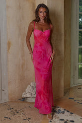 CHARLOTTE BUSTIER SLIP MAXI DRESS - ROSALITA PINK