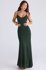 forest green georgette panelled maxi dress