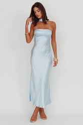 Damsel Reverse Halter Maxi Dress Baby Blue