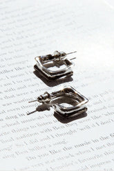Maddox Small Square Hoop Earrings Silver