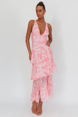 Veda Strappy Back Maxi Dress Floral Pink