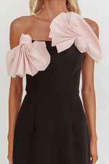 Viktoria Strapless Concertina Decoration Mini Dress Black