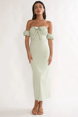 Maelis Off-Shoulder Puff Sleeve Maxi Dress Sage