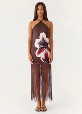 Niahvette Halter Midaxi Dress - Velvet Bloom