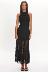 Savana Halterneck Embellished Maxi Dress Black