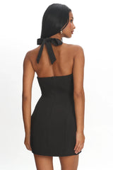 Elisabet Halter Neck Mini Dress Black