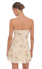 Gia Embellished Mini Dress in Cream