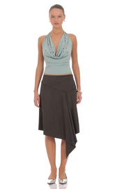 Lila Suede Midi Skirt