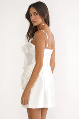 Cosmique 3D Ruffle Design Mini Dress White