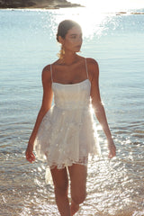 Athens Floral Bow Mini Dress White