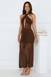 Love All Day Halter Maxi Dress Brown
