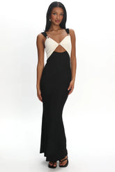 Freyja Contrast Maxi Dress Oyster/Black