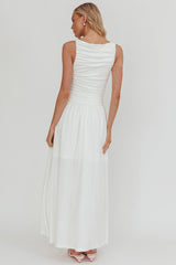 Dalayla Sleeveless Ruched Maxi Dress White