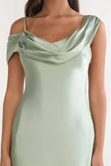 Emelle Asymmetric Neckline Maxi Dress Pistachio
