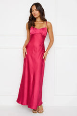 Empire Chic Satin Maxi Dress Burgundy