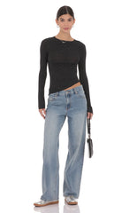 Shimmer Asymmetrical Top in Black