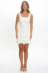 Karrla Crochet Lace Mini Dress White