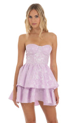 Jacquard Corset Mini Dress in Lilac