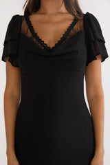 Elorin Lace Trim Maxi Dress Black