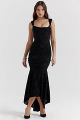 black floral maxi dress
