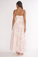 Darelle Tied Bodice Maxi Dress Floral Pink