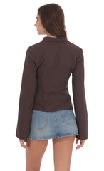 Pinstripe Button-Up Shirt in Brown