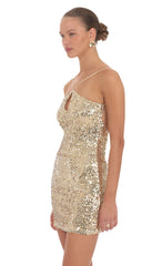 Scarlet Sequin Mini Dress in Gold